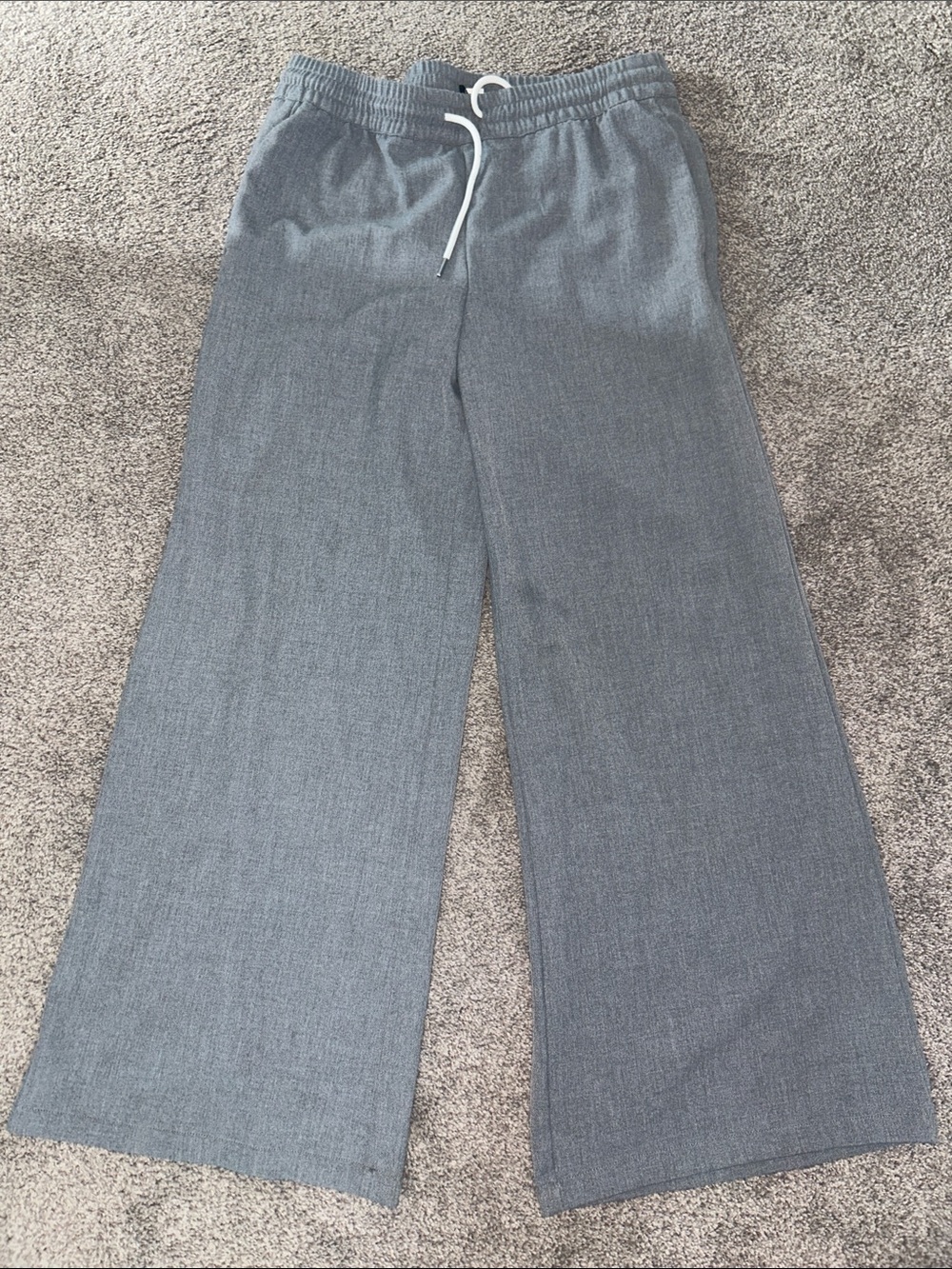 Divided Wide Leg Gray Drawstring Pants